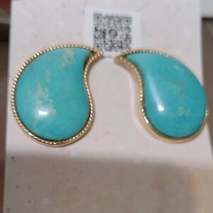 Teardrop Turquoise Gold-Trim Earrings for Women